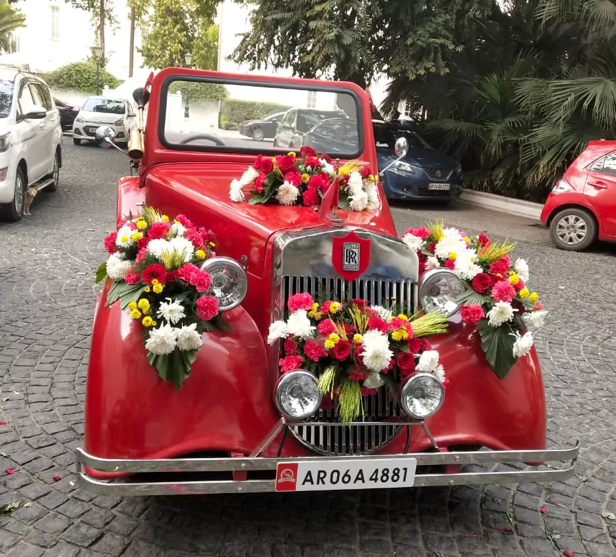 red vintage car